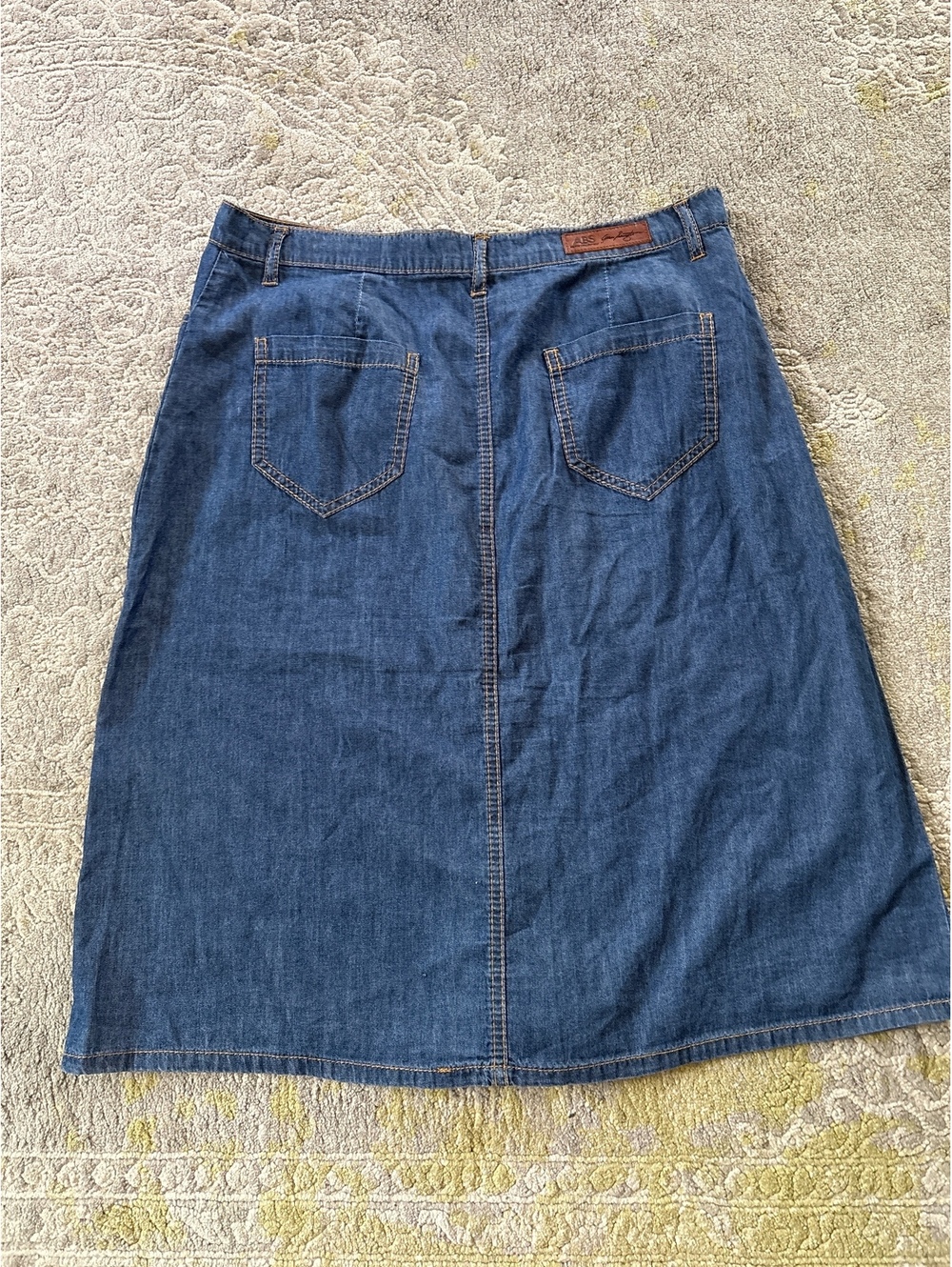 Denim knee length skirt retro collegiate fall vibes ABS 29, excellent - Picture 3 of 4